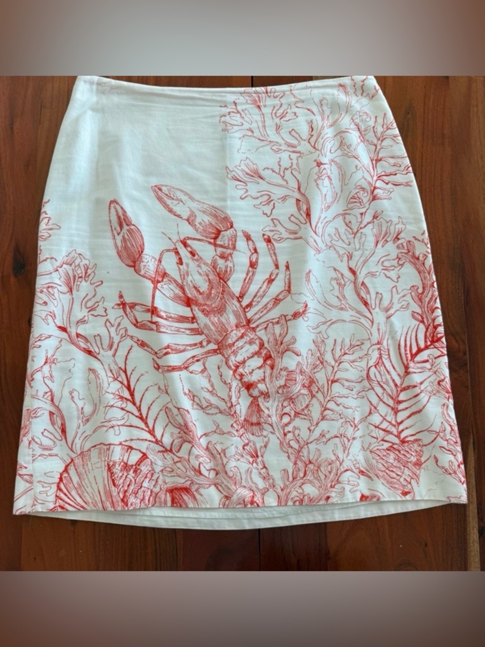 Anthropologie Red and White Lobster A-Line Skirt